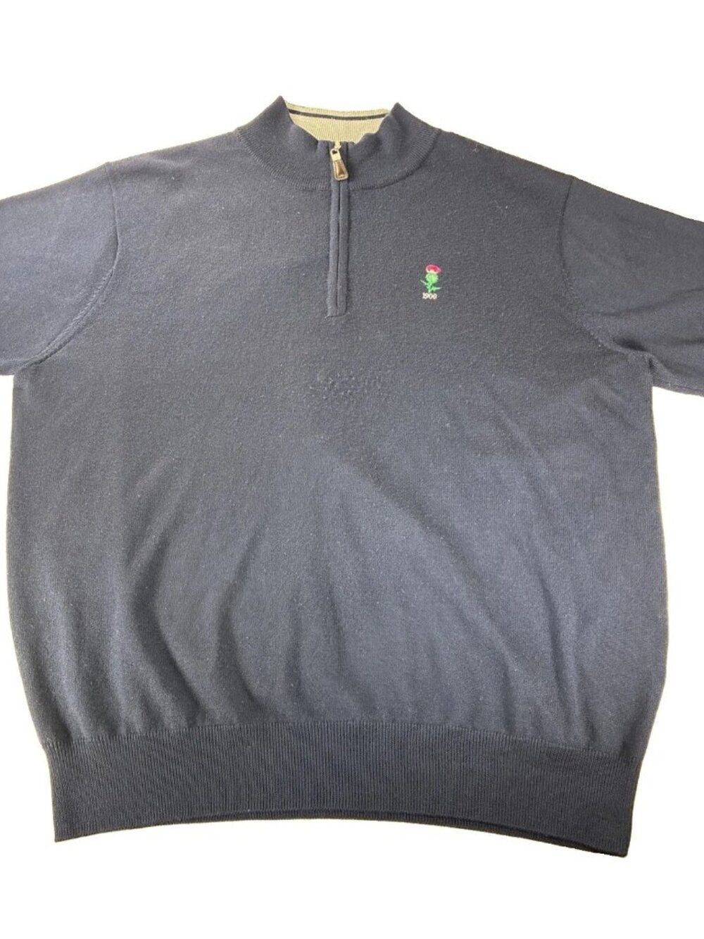 Peter Millar Merion  Golf Club 1900 1/4  Zip Sweater XL Navy  Merino Wool Silk